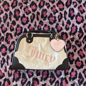 Juicy Couture Black and Cream Satchel with Pink Accents